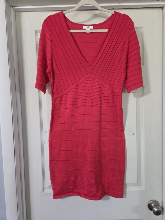 Cato | Dresses | Cato Red Ribbed Textured Vneck Sheath Dress | Poshmark